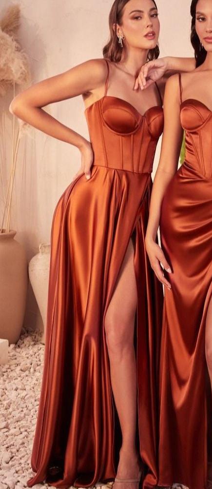 Satin bronze fashion dress