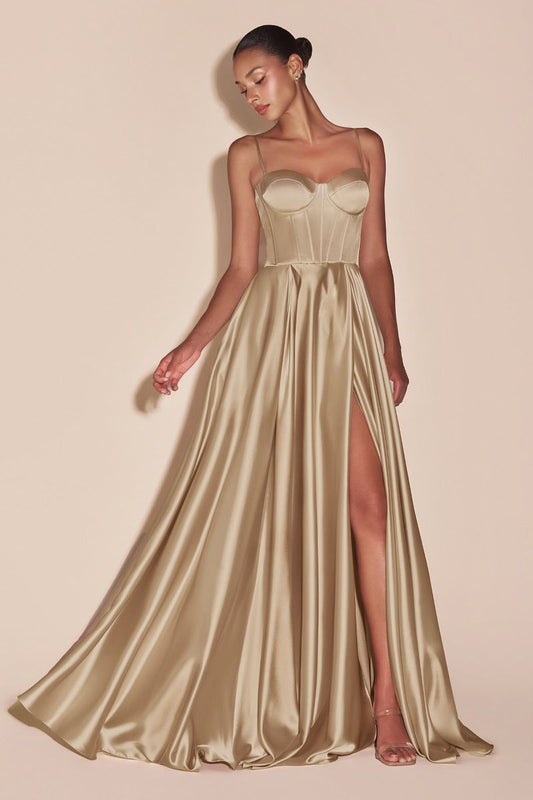 Selma Gown - Champagne - A-LINE SATIN BUSTIER DRESS