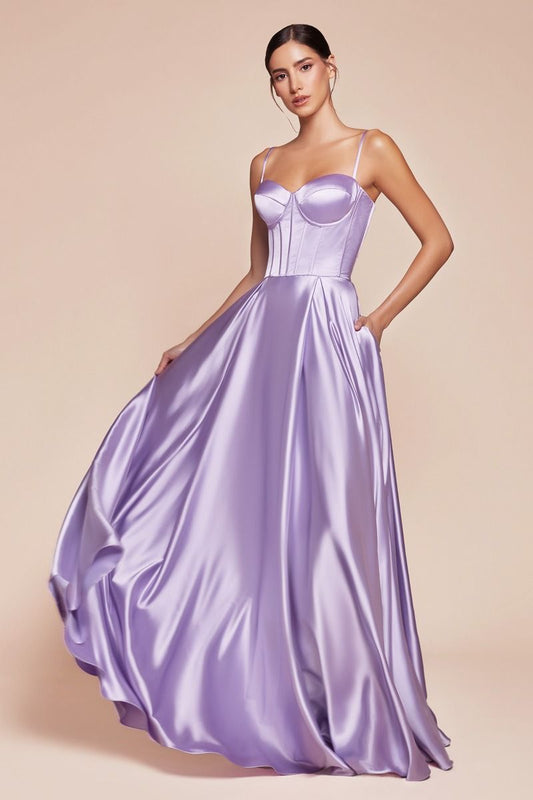 Selma Gown - Lavender - A-LINE SATIN BUSTIER DRESS