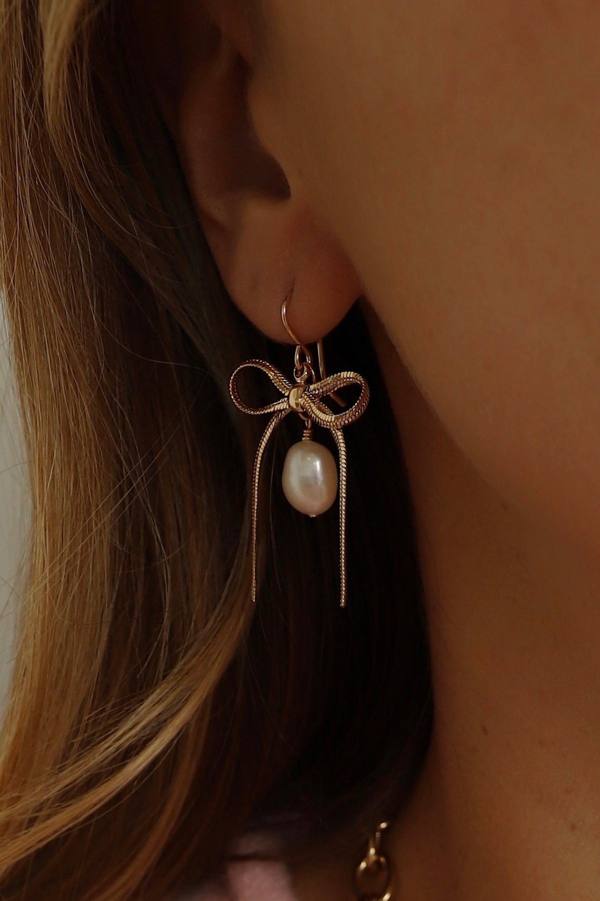 SLOANE RIBBON AND PEARL EARRINGS