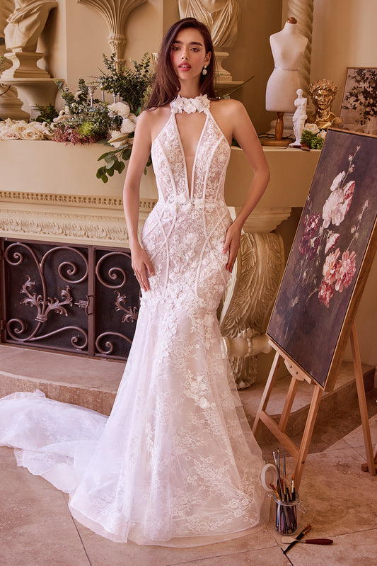 WL019-Lace Halter Neck Mermaid Wedding Dress-Andrea & Leo