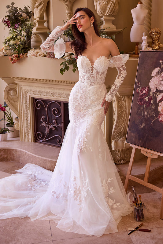 WL033-Strapless Mermaid Bridal Gown & Sleeves - Andrea & Leo