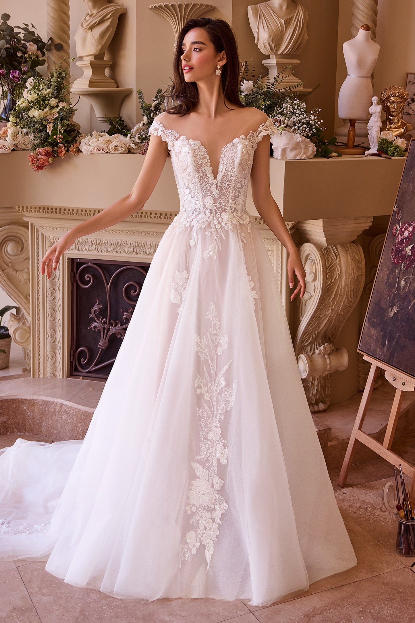 WL038-Cap Sleeve Bridal Ball Gown-Andrea & Leo