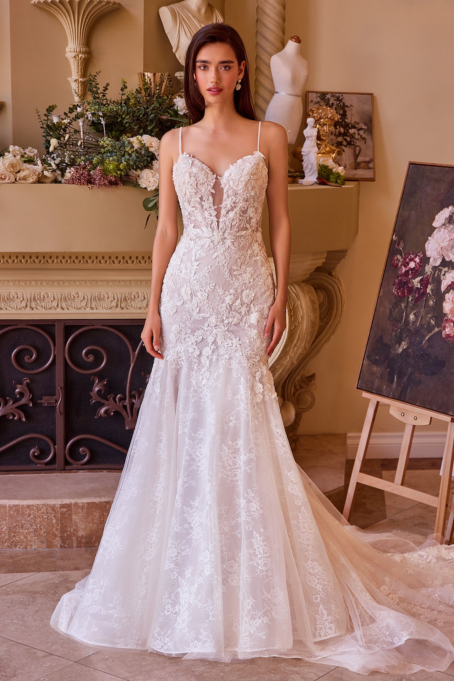 WL051-Fitted Lace Mermaid Wedding Dress-Andrea & Leo