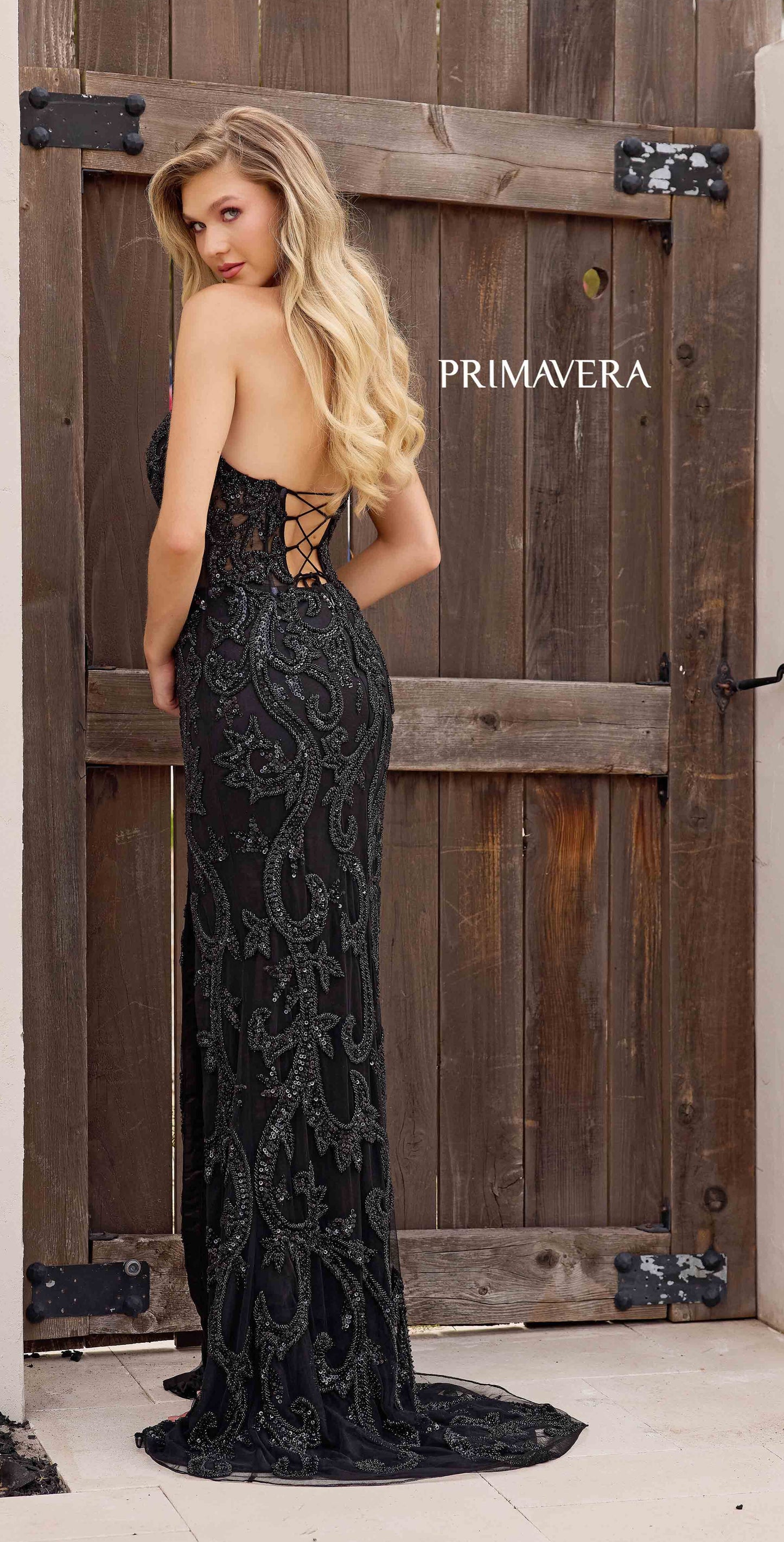 4356 - Primavera - Strapless Beaded Fitted Gown