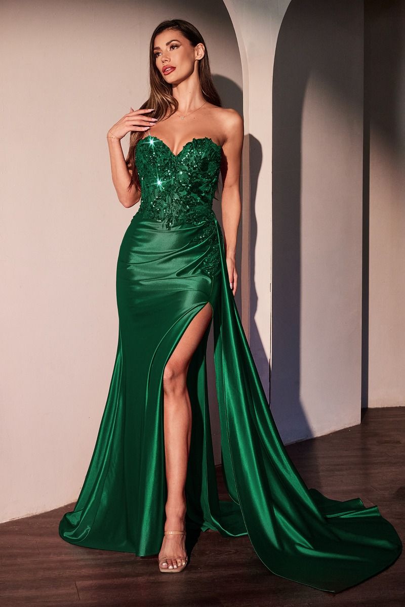 IRELAND GOWN - STRAPLESS SWEETHEART FITTED SATIN DRESS