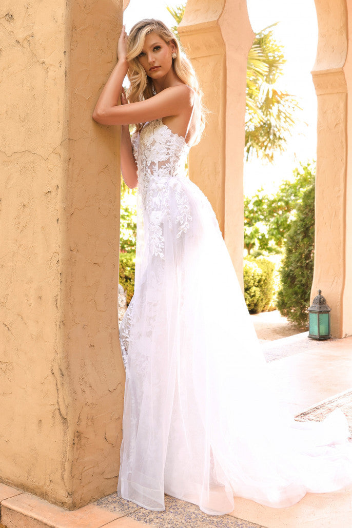 White formal evening fashion gown