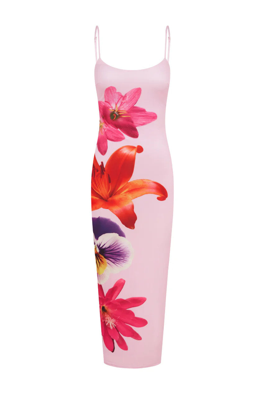 Deia Midi Dress- Pink Flower