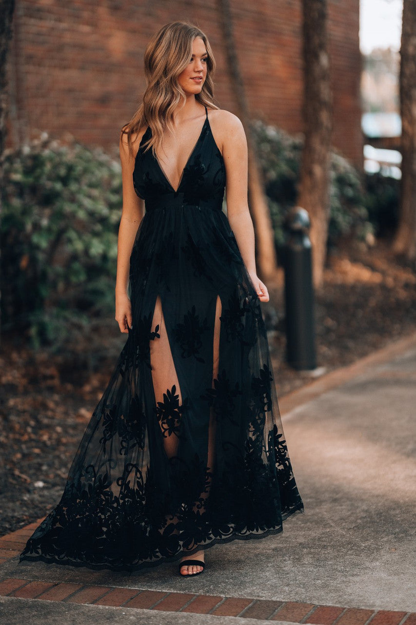 Elegant Black Promenade Maxi Dress Lady Black Tie Shop Now