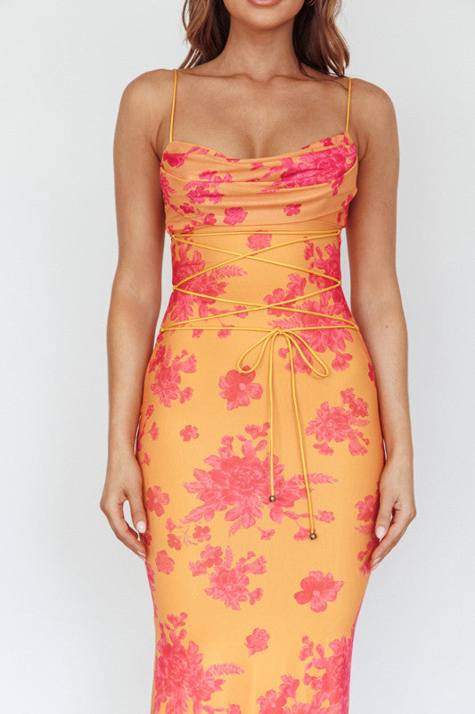 Moana Maxi Dress - Orange Floral