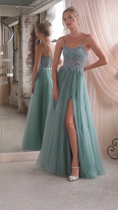 Brielle Gown - Layered Tulle & Lace A-Line Gown