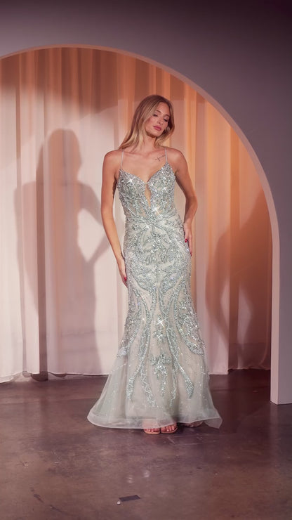 CORSICA GOWN - PEARL EMBELLISHED FIT & FLARE GOWN