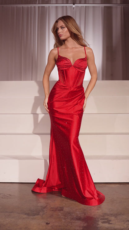 Dionysus Gown - Fitted Stretch Satin Hot Stone Dress