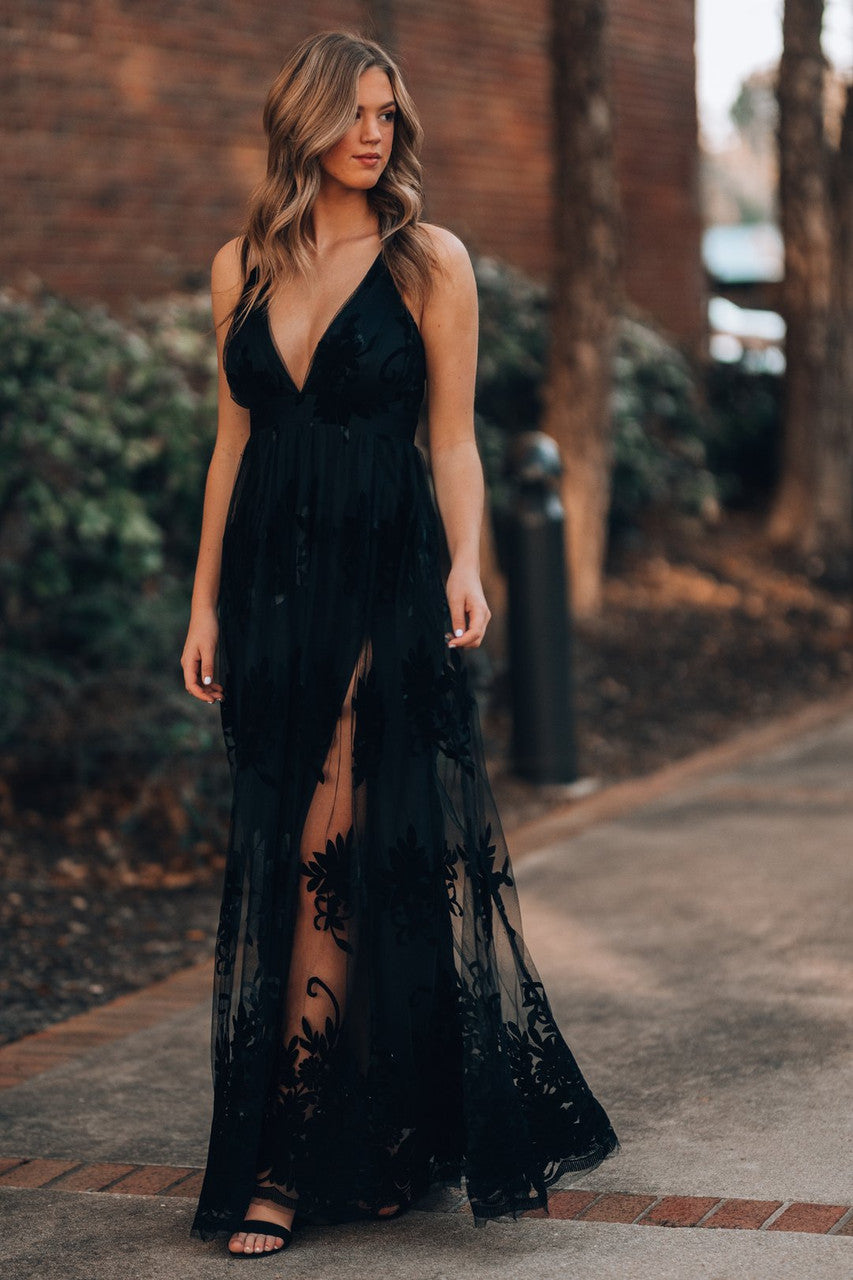 Black Lace Maxi hot Gown