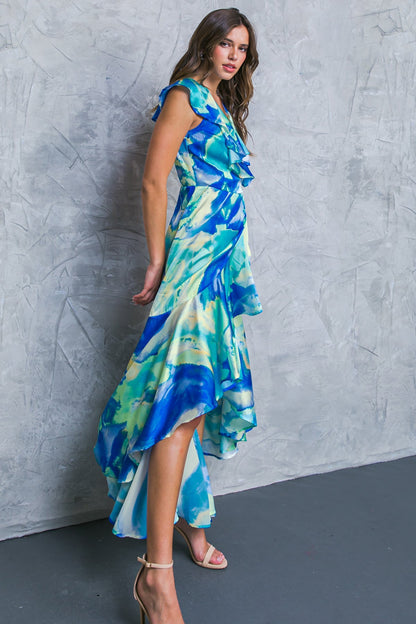 LA BEBE WOVEN SATIN MAXI DRESS