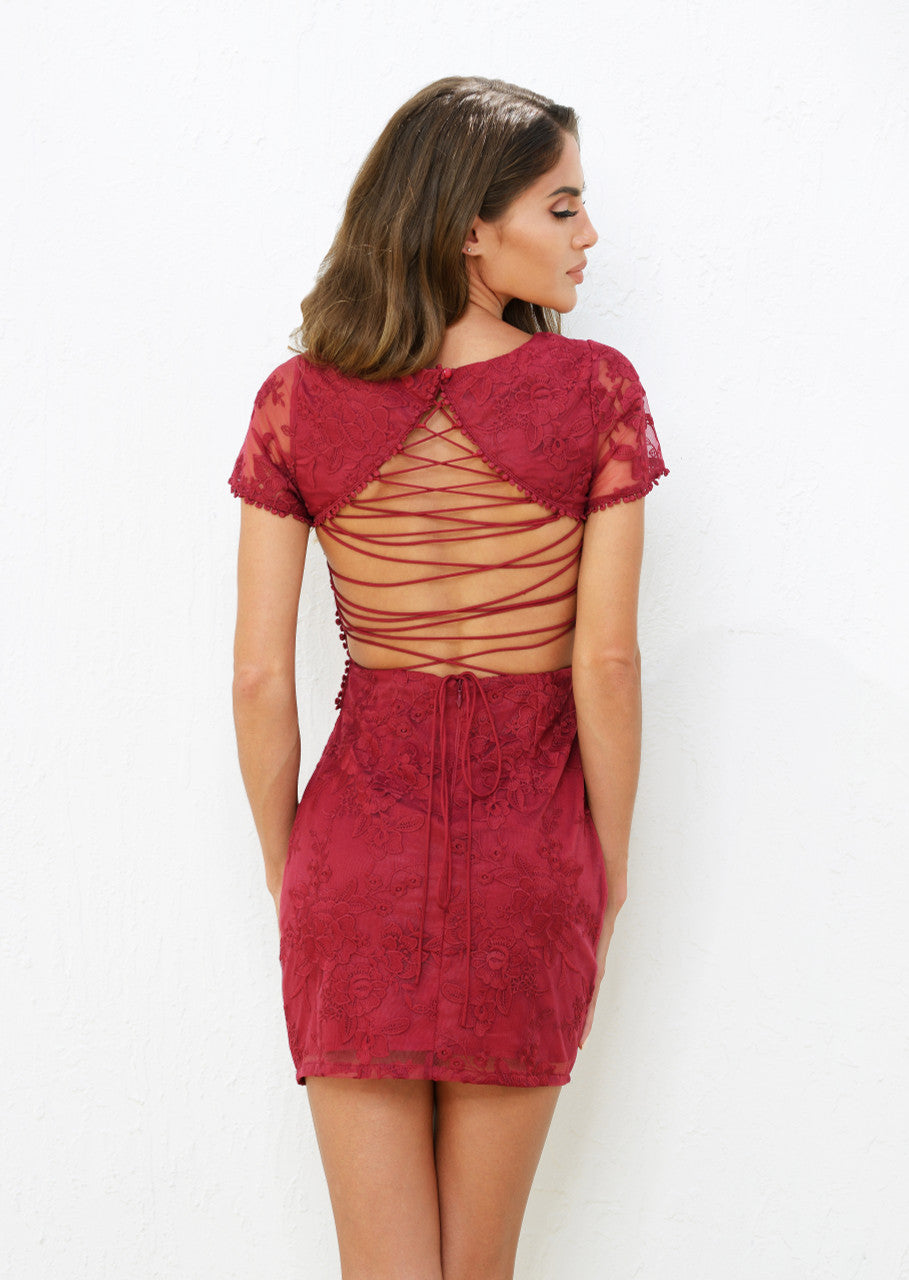 Size 2, Shay Lace Dress - Berry - FINAL SALE