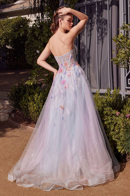 A1383 - Watercolor Floral A-line Gown - Andrea & Leo